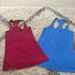lululemon athletica Racerback Tank Tops in Crimson Red and Cobalt Blue